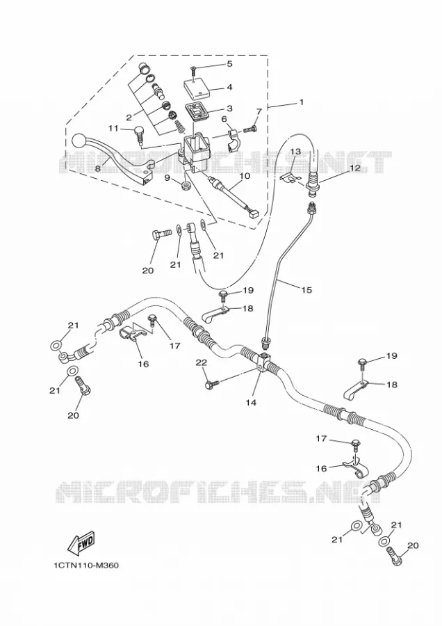 MAITRE CYLINDRE DE FREIN AVANT Yamaha QUAD 450 2015 GRIZZLY  YFM450FWA