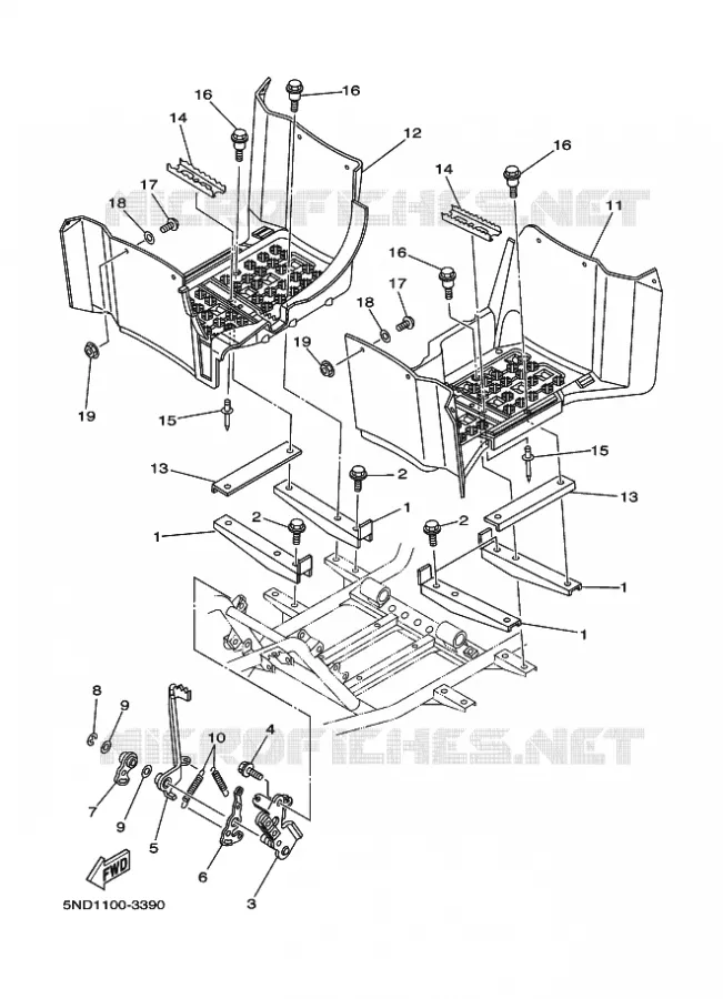 SUPPORT / REPOSE PIEDS Yamaha QUAD 450 2006 KODIAK  YFM450FWAN