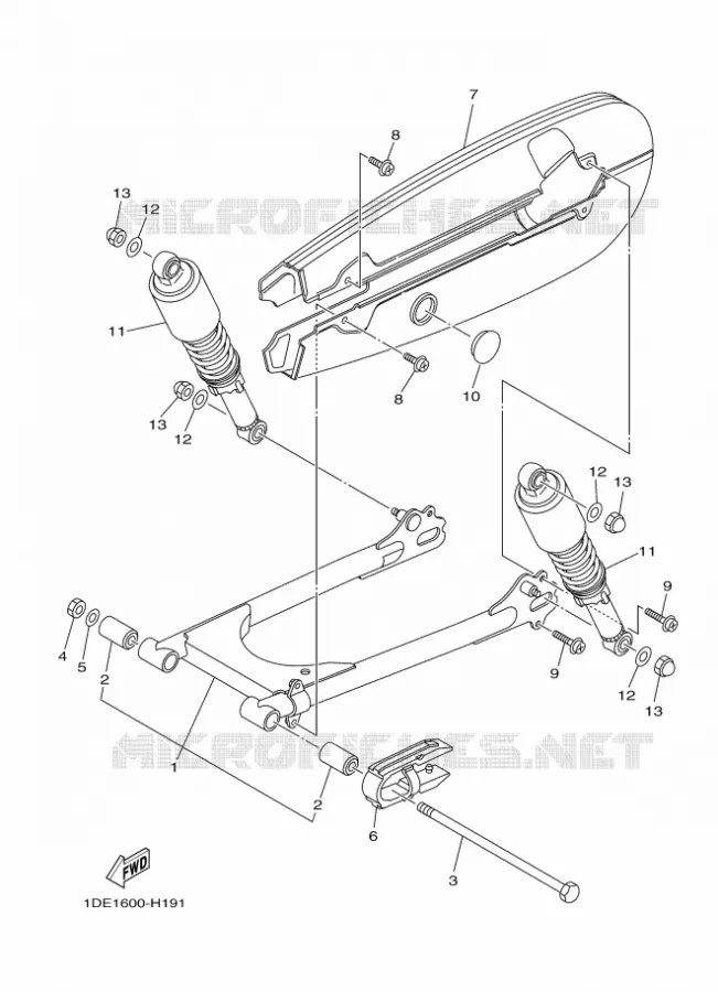 BRAS OSCILLANT / AMORTISSEUR Yamaha MOTO 110 2009 CRUX  YD110S