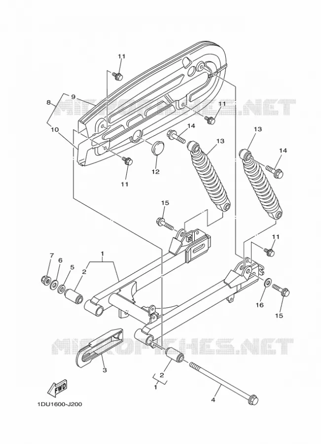 BRAS OSCILLANT / AMORTISSEUR Yamaha SCOOTER 110 2014 CRYPTON  T110C
