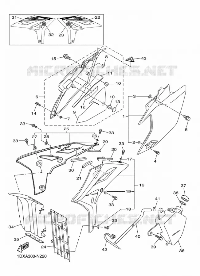 COUVERCLE LATERAL Yamaha MOTO 450 2014 WRF  WR450F