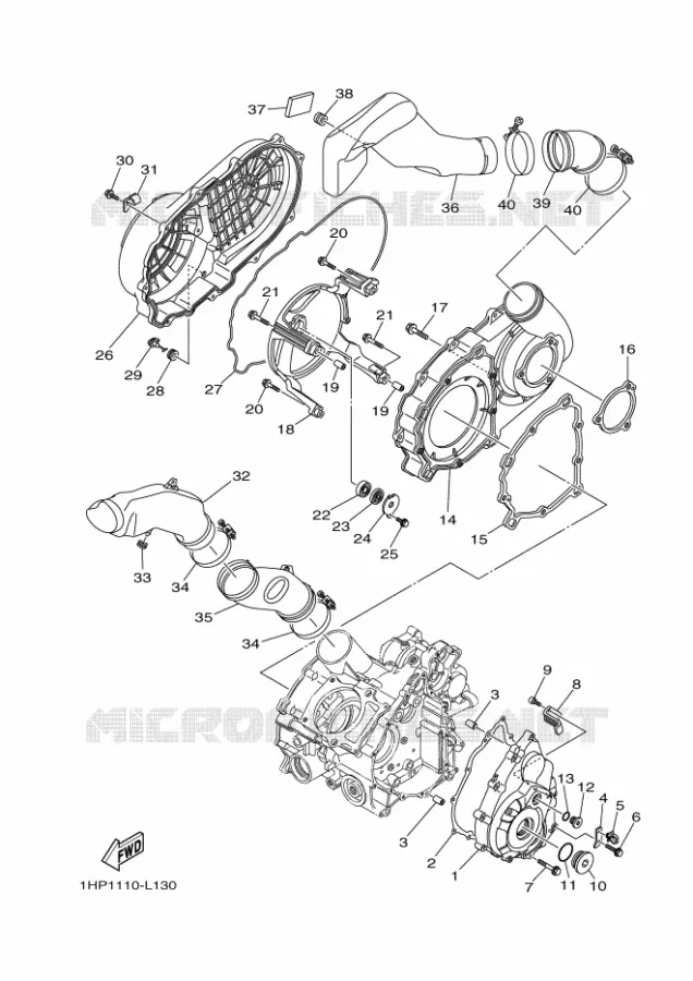 CARTER - MOTEUR 1 Yamaha QUAD 700 2012 GRIZZLY  YFM700FWADYFM7FGPB