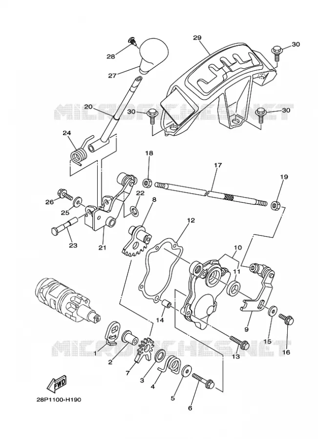 AXE DE SELECTEUR / PEDALE Yamaha QUAD 700 2012 GRIZZLY  YFM700FWADYFM7FGPSEB