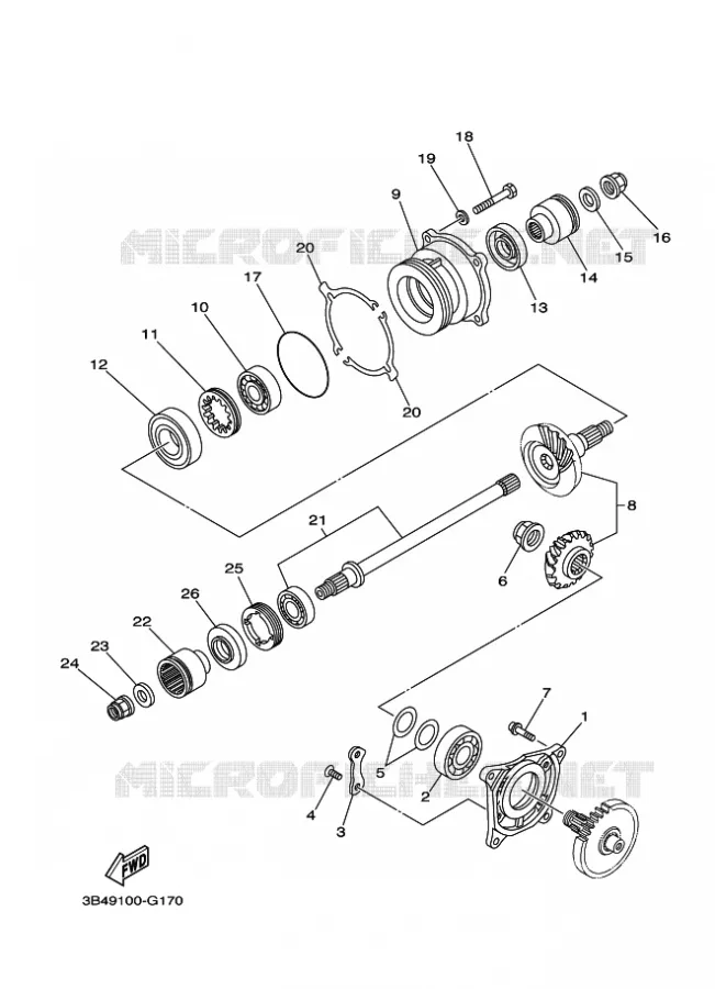 TRANSMISSION INTERMEDIAIRE Yamaha QUAD 700 2012 GRIZZLY  YFM700FWADYFM7FGPB