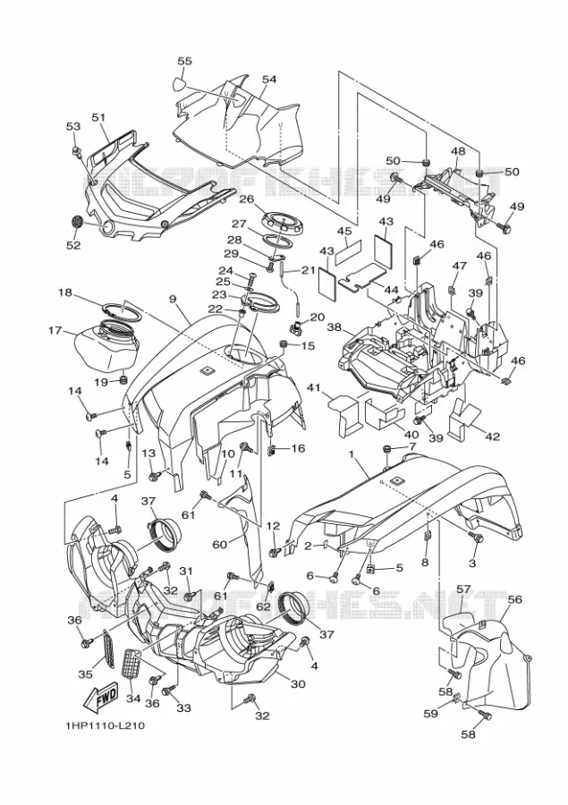 GARDE BOUE AVANT Yamaha QUAD 700 2013 GRIZZLY  YFM700FWADYFM7FGPD