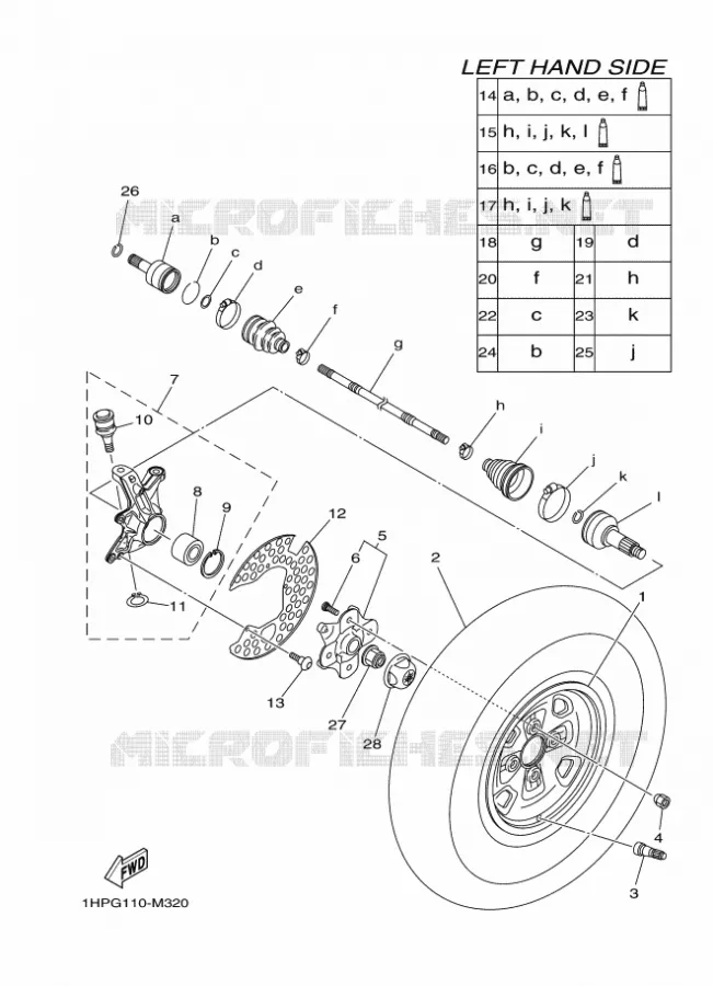 ROUE AVANT Yamaha QUAD 700 2013 GRIZZLY  YFM700FWADYFM7FGPD