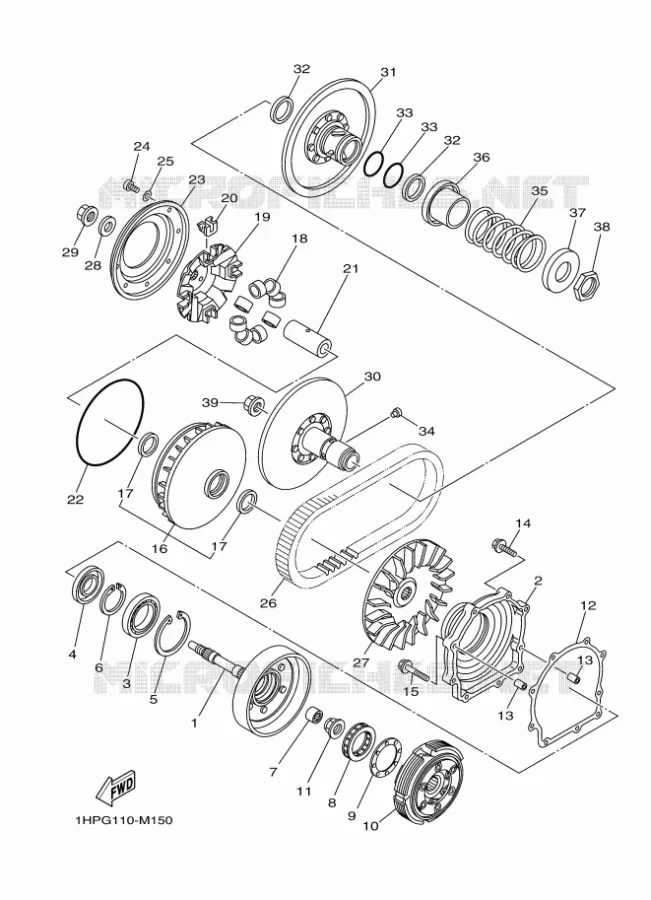 EMBRAYAGE DE DEMARREUR Yamaha QUAD 700 2013 GRIZZLY  YFM700FWADYFM7FGPD