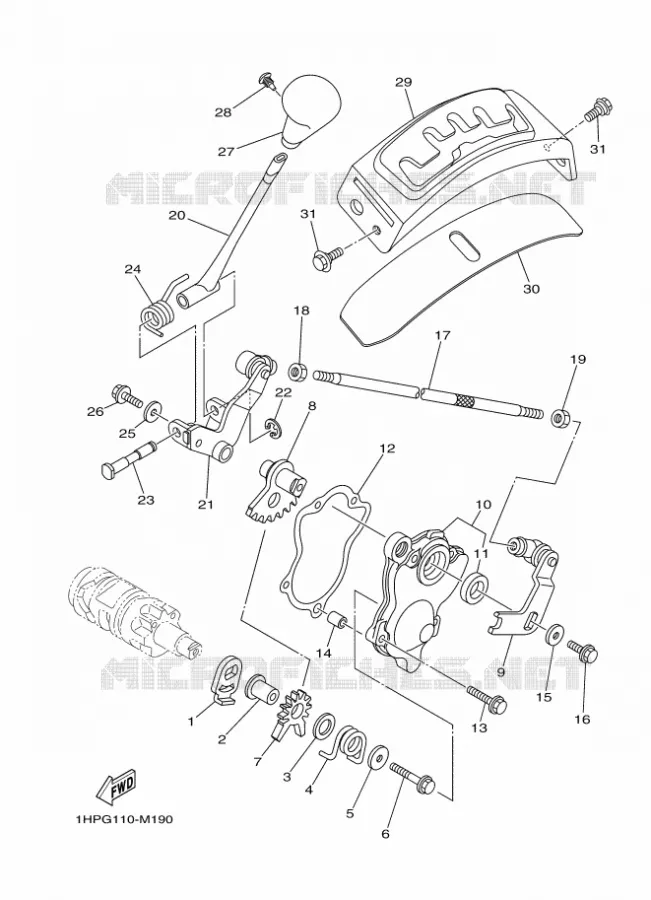 AXE DE SELECTEUR / PEDALE Yamaha QUAD 700 2013 GRIZZLY  YFM700FWADYFM7FGPLED