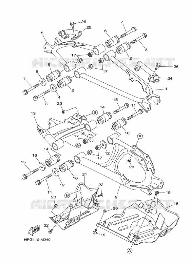 BRAS ARRIERE Yamaha QUAD 700 2013 GRIZZLY  YFM700FWADYFM7FGPLED