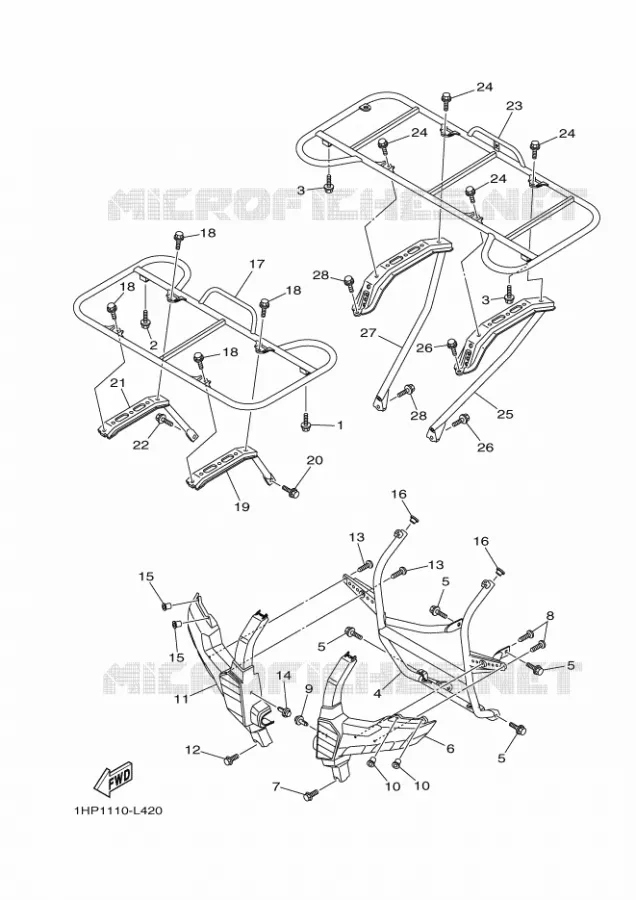 PARE CHOCS Yamaha QUAD 700 2013 GRIZZLY  YFM700FWADYFM7FGPLED