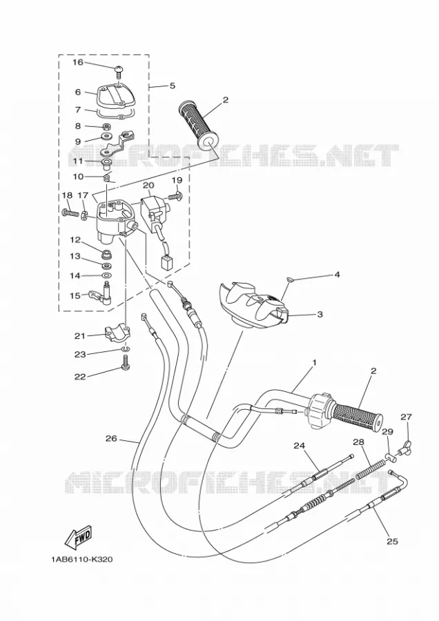 GUIDON ET CABLES Yamaha QUAD 350 2014 GRIZZLY  YFM350FWAYFM350DE