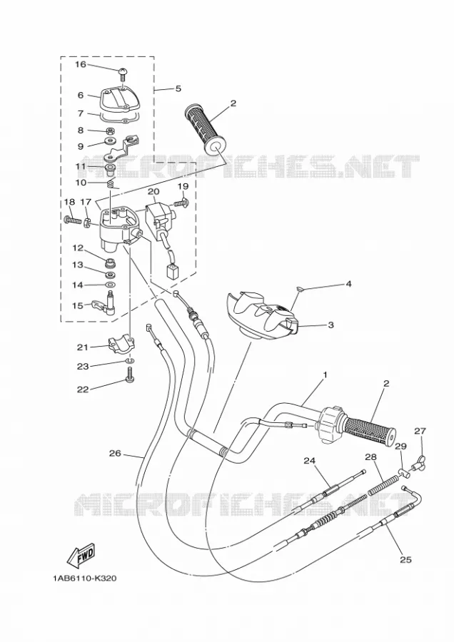 GUIDON ET CABLES Yamaha QUAD 350 2014 GRIZZLY  YFM350FWAYFM350DE