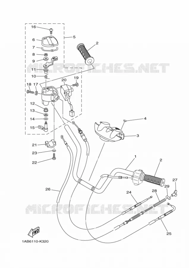 GUIDON ET CABLES Yamaha QUAD 350 2016 GRIZZLY  YFM350FWA