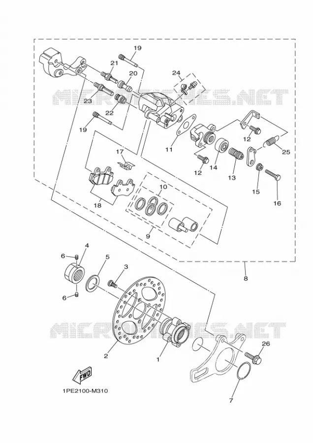 ETRIER DE FREIN ARRIERE Yamaha QUAD 700 2013 RAPTOR  YFM700RYFM7RD