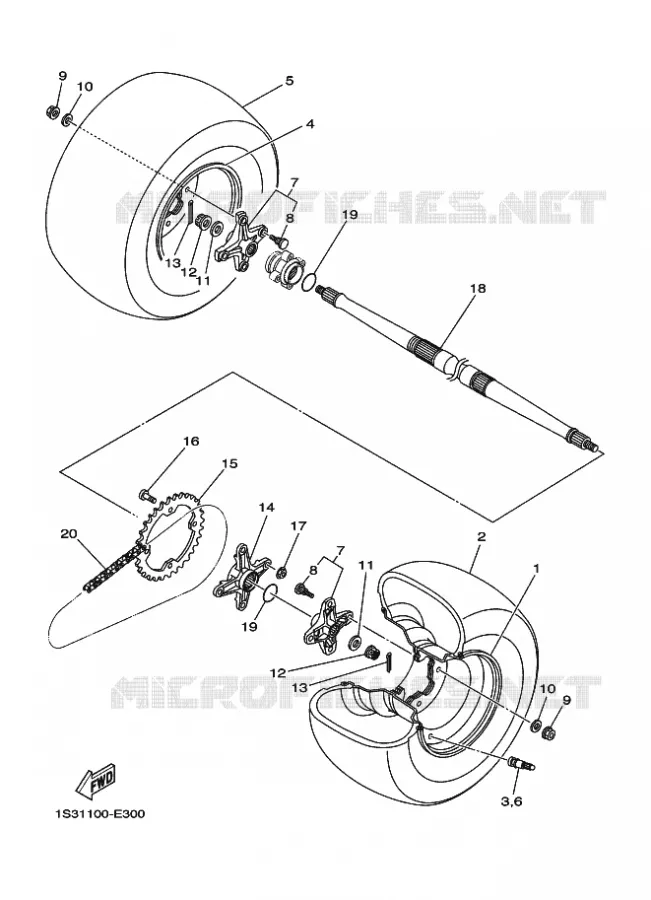 ROUE ARRIERE Yamaha QUAD 700 2006 RAPTOR  YFM700RYFM700RV