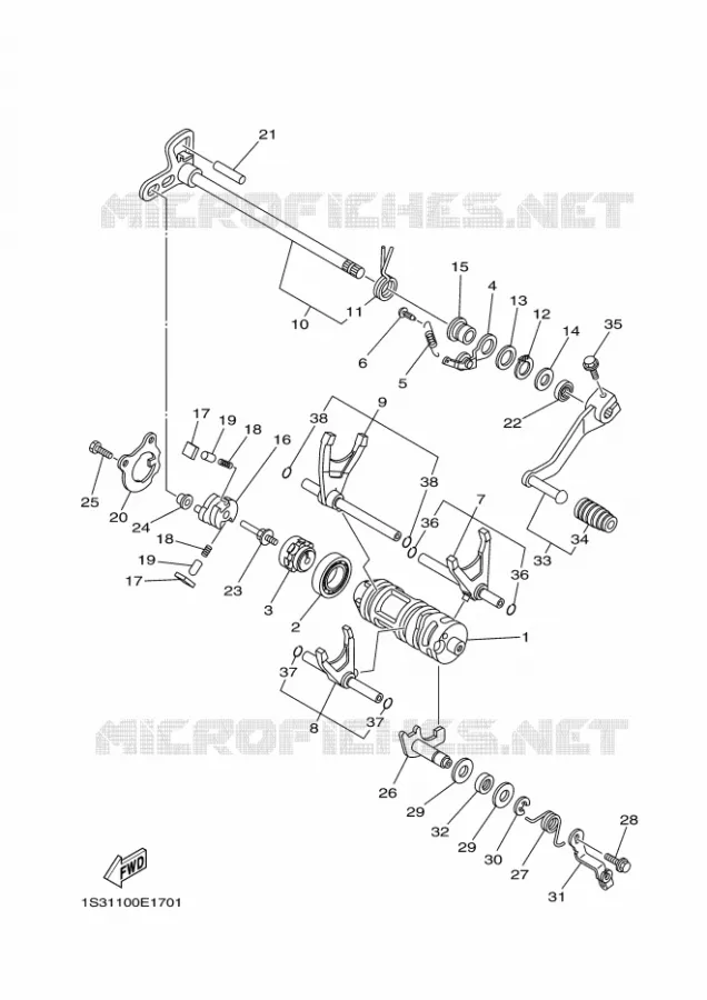 BARILLET DE SELECTION / FOURCHETTES Yamaha QUAD 700 2007 RAPTOR  YFM700RYFM70RW