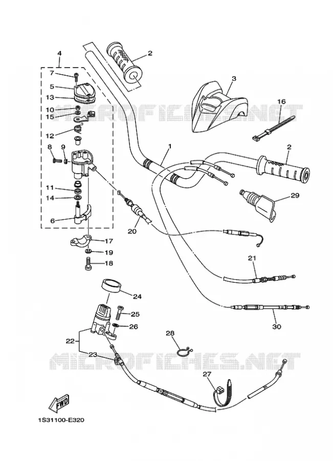 GUIDON ET CABLES Yamaha QUAD 700 2007 RAPTOR  YFM700RYFM70RW