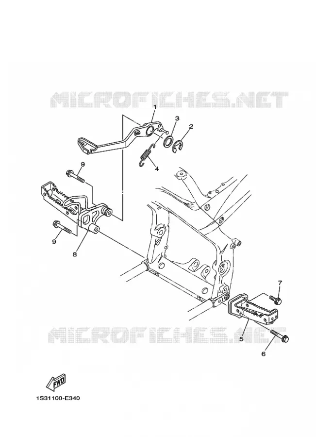 SUPPORT / REPOSE PIEDS Yamaha QUAD 700 2007 RAPTOR  YFM700RYFM70RW