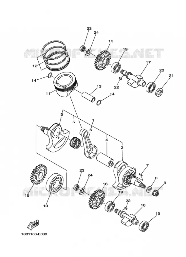 VILEBREQUIN / PISTON Yamaha QUAD 700 2007 RAPTOR  YFM700RYFM70RW