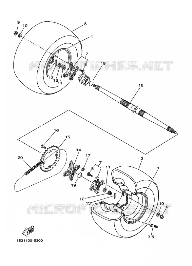 ROUE ARRIERE Yamaha QUAD 700 2007 RAPTOR  YFM700RYFM70RW