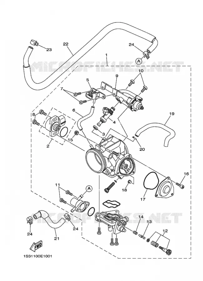 BOITIER PAPILLON INJECTION Yamaha QUAD 700 2007 RAPTOR  YFM700RYFM70RW