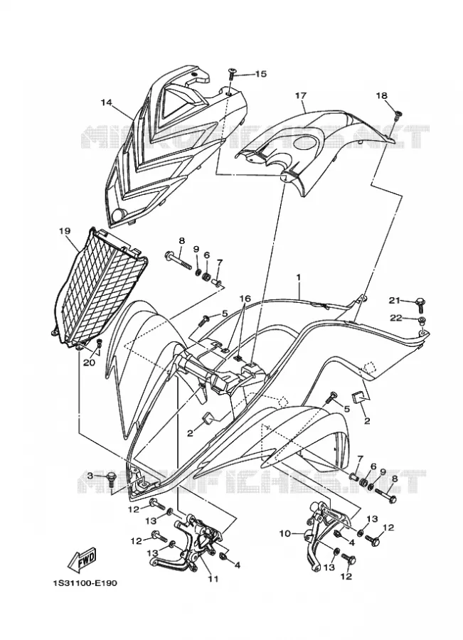 GARDE BOUE AVANT Yamaha QUAD 700 2007 RAPTOR  YFM700RYFM70RW