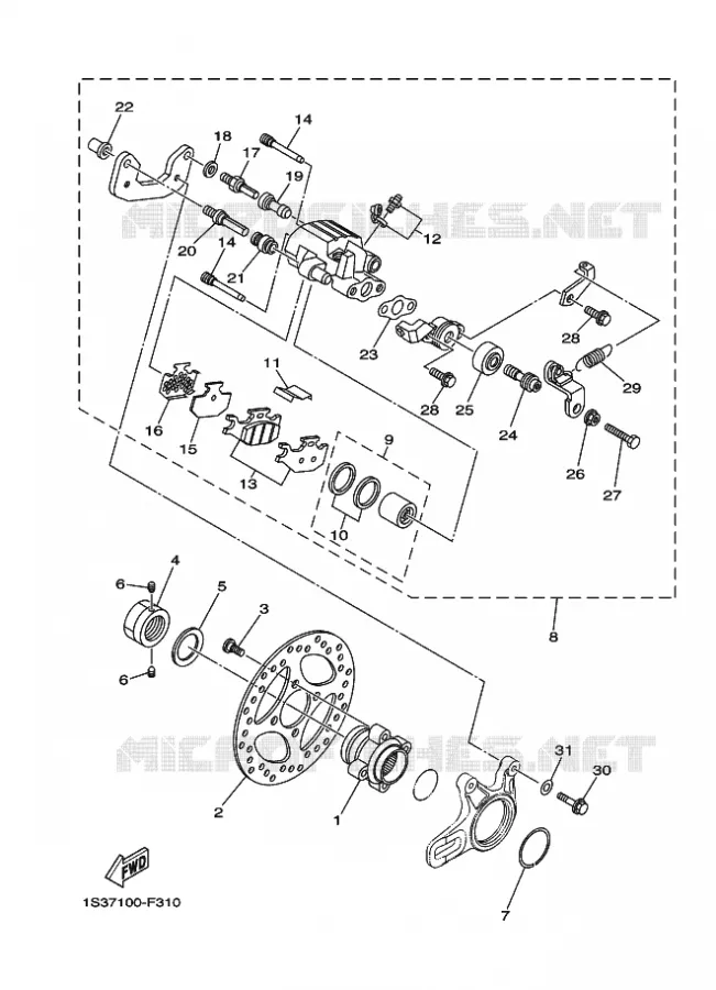 ETRIER DE FREIN ARRIERE Yamaha QUAD 700 2007 RAPTOR  YFM700R
