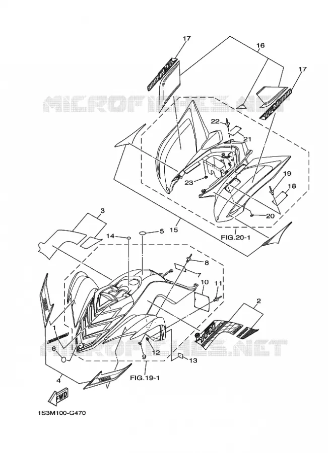 EMBLEME / ETIQUETTE 3 Yamaha QUAD 700 2008 RAPTOR  YFM700RYFM70RSPX