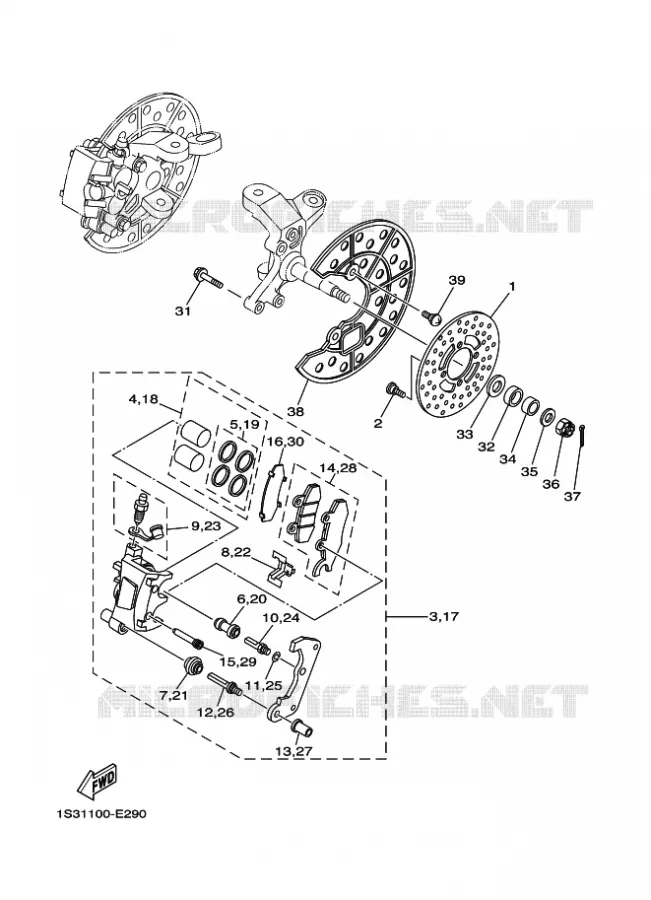 ETRIER DE FREIN AVANT Yamaha QUAD 700 2008 RAPTOR  YFM700RYFM70RSPX