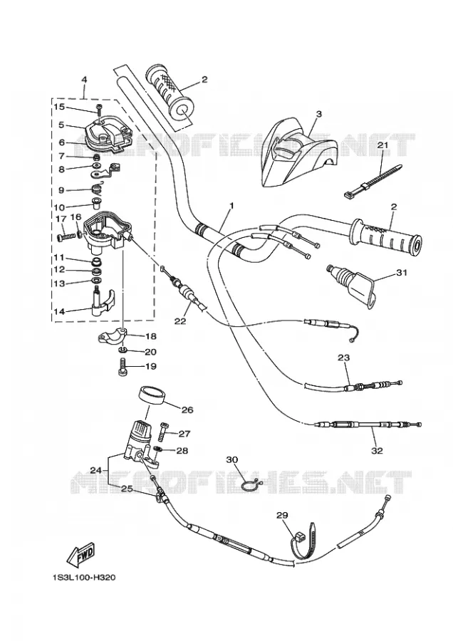 GUIDON ET CABLES Yamaha QUAD 700 2009 RAPTOR  YFM700RYFM70RY