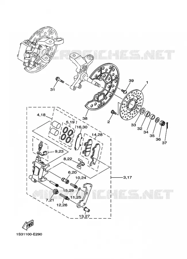 ETRIER DE FREIN AVANT Yamaha QUAD 700 2009 RAPTOR  YFM700RYFM70RY
