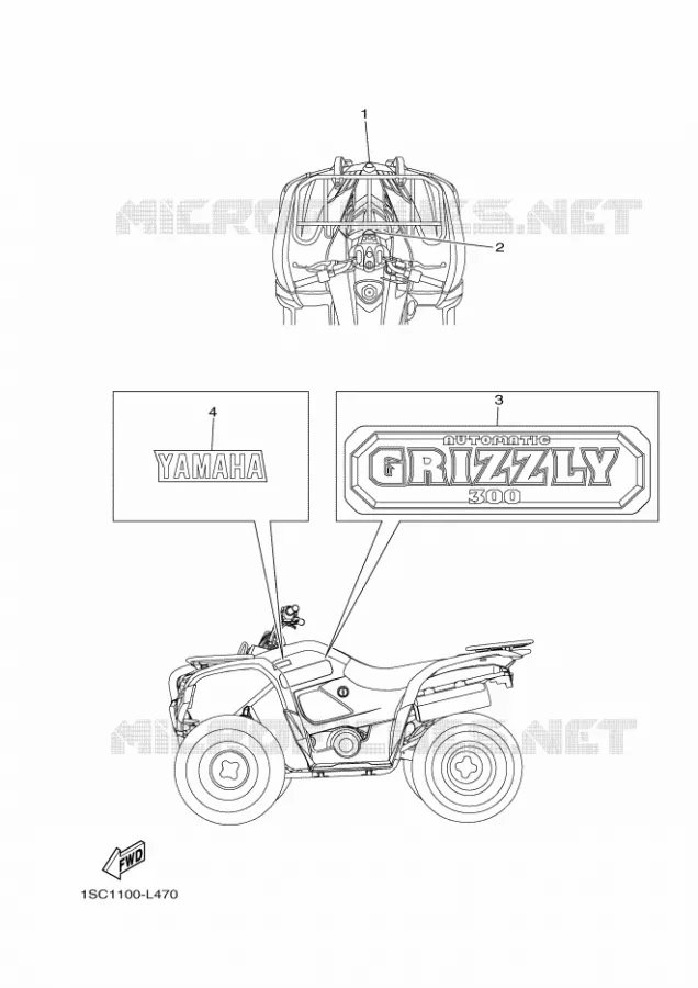 EMBLEME Yamaha QUAD 300 2013 GRIZZLY  YFM300