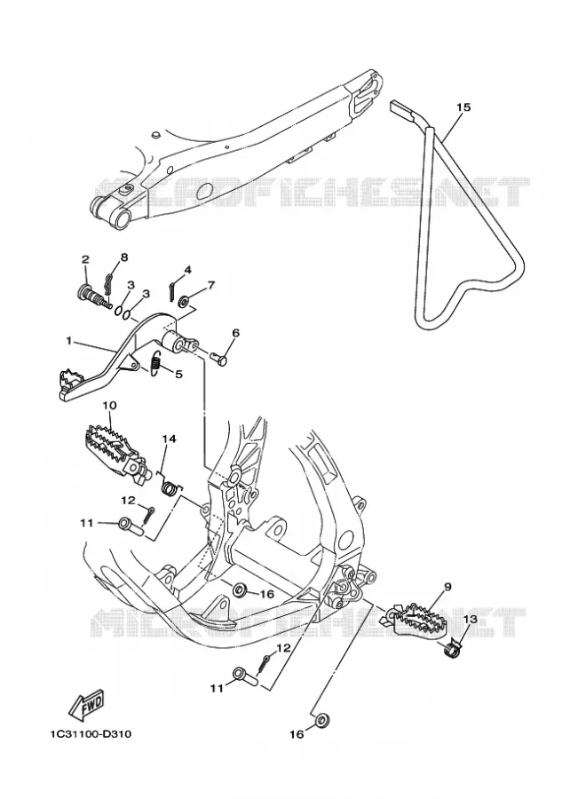 SUPPORT / REPOSE PIEDS Yamaha MOTO 250 2012 YZ  YZ250