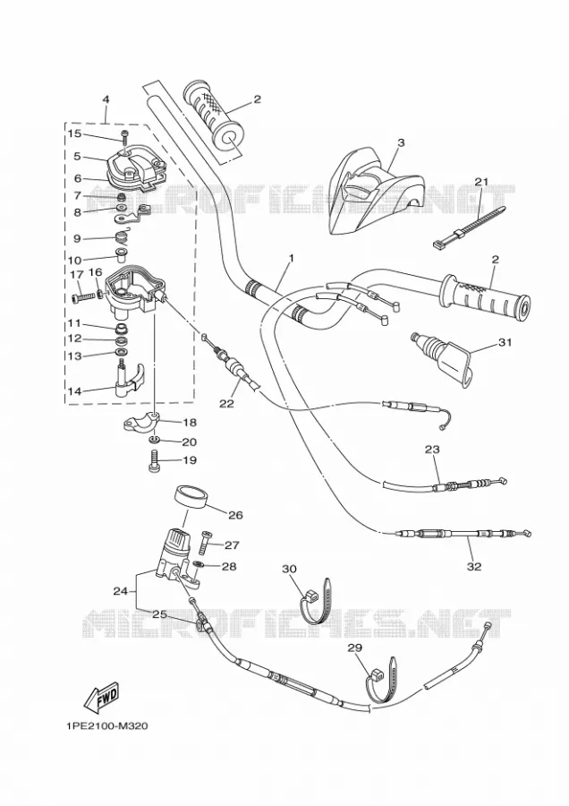 GUIDON ET CABLES Yamaha QUAD 700 2014 RAPTOR  YFM700RYFM700RSE