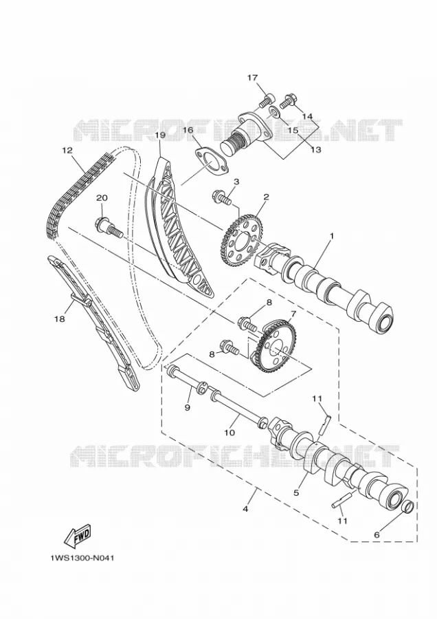 ARBRE A CAMES / CHAINE DE DISTRIBUTION Yamaha MOTO 700 2016 MT  MT07