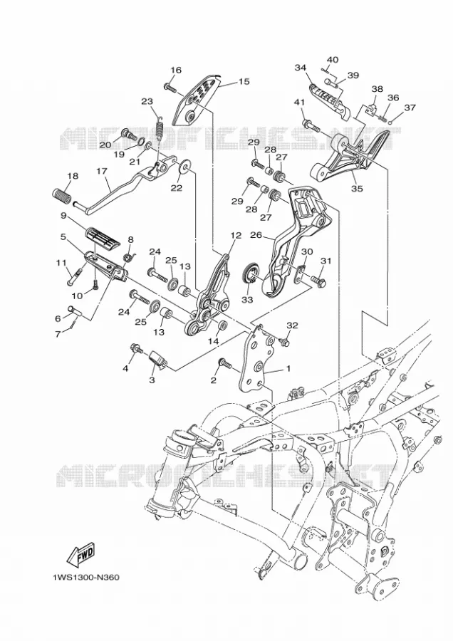 SUPPORT / REPOSE PIEDS 2 Yamaha MOTO 700 2016 MT  MT07