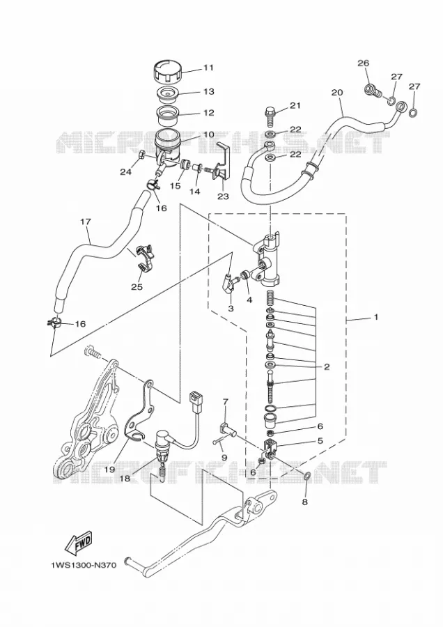 MAITRE CYLINDRE DE FREIN ARRIERE Yamaha MOTO 700 2016 MT  MT07