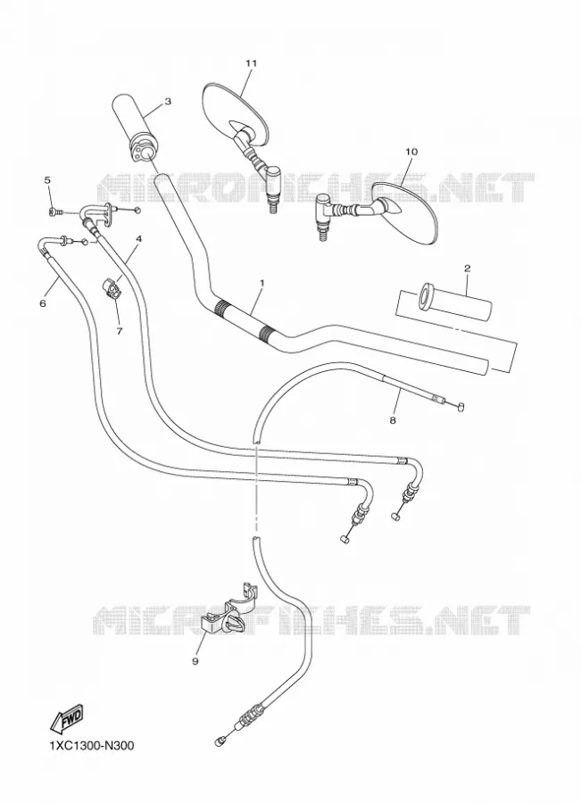 GUIDON ET CABLES Yamaha MOTO 950 2016 XV  XVS950CU
