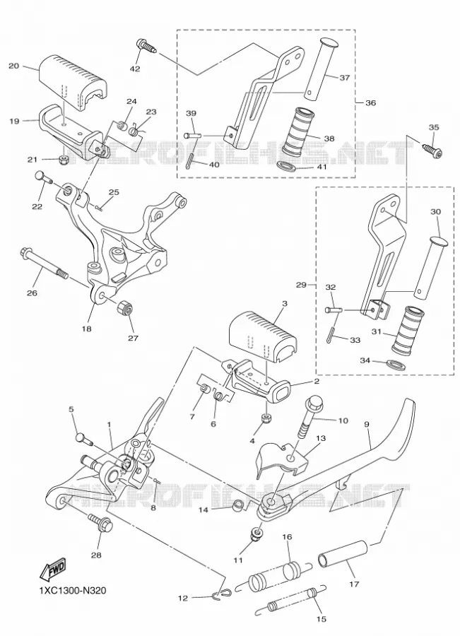 SUPPORT / REPOSE PIEDS Yamaha MOTO 950 2016 XV  XVS950CU
