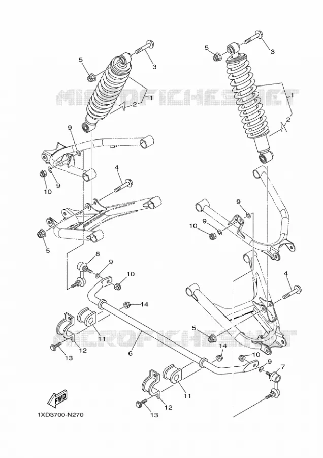 AMORTISSEUR ARRIERE Yamaha SIDE BY SIDE 700 2015 VIKING  YXM700E