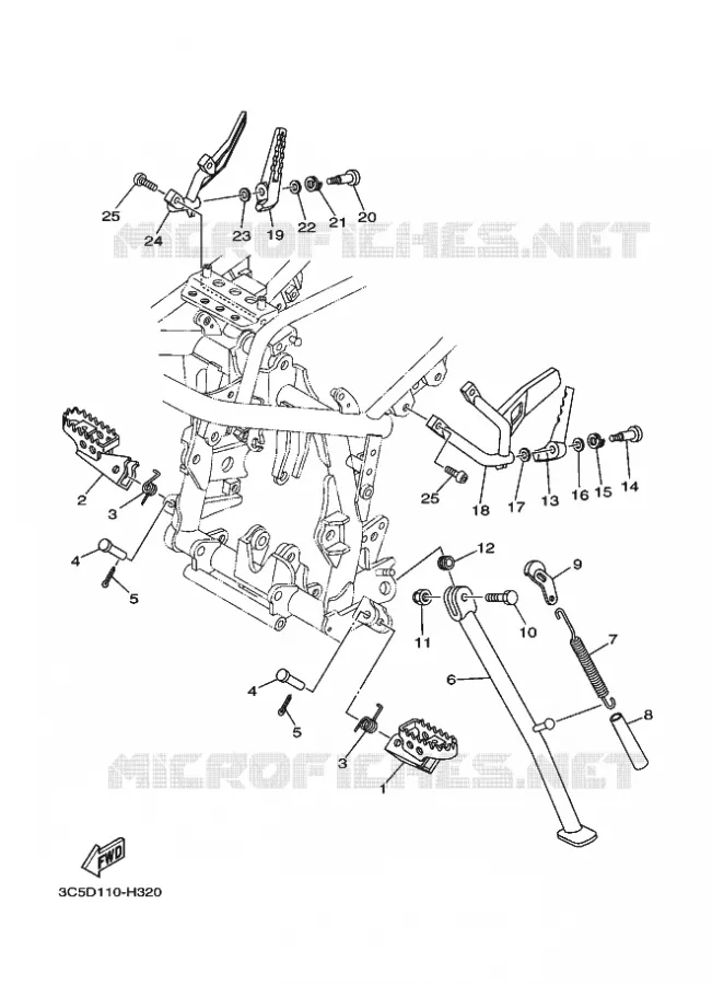 SUPPORT / REPOSE PIEDS Yamaha MOTO 250 2015 XT  XT250