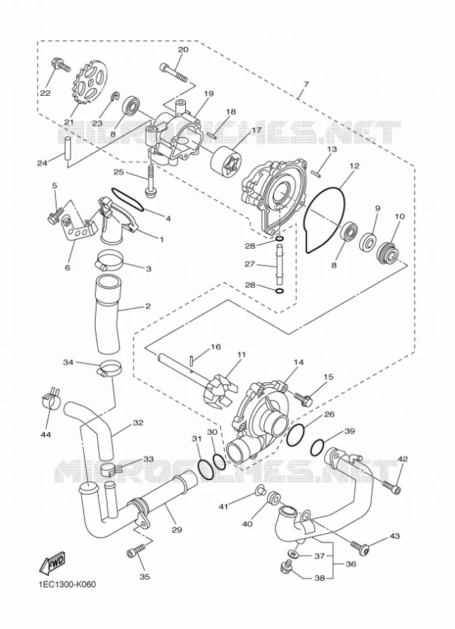 POMPE A EAU / DURITES Yamaha MOTO 1000 2012 FZ1 ABS  FZ1-NA