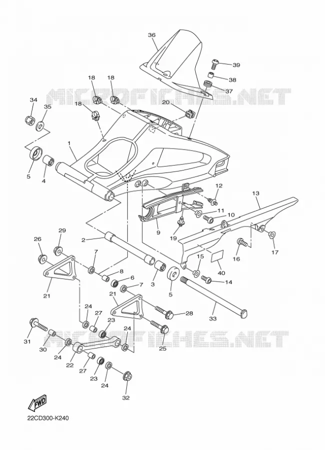 BRAS ARRIERE Yamaha MOTO 1000 2012 FZ1 ABS  FZ1-NA