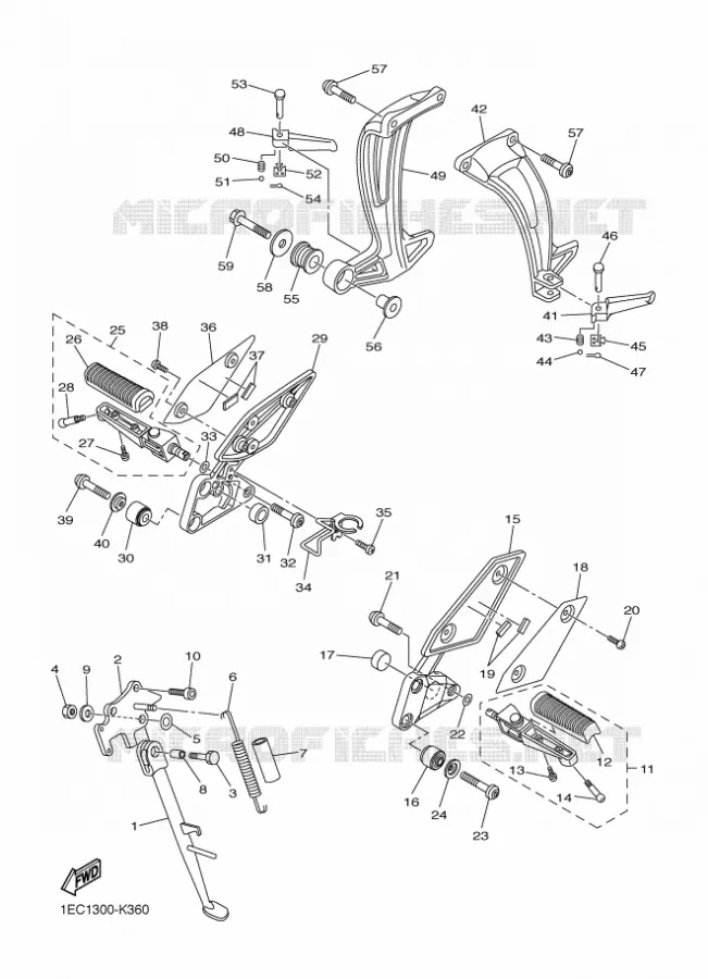 SUPPORT / REPOSE PIEDS Yamaha MOTO 1000 2012 FZ1 ABS  FZ1-NA