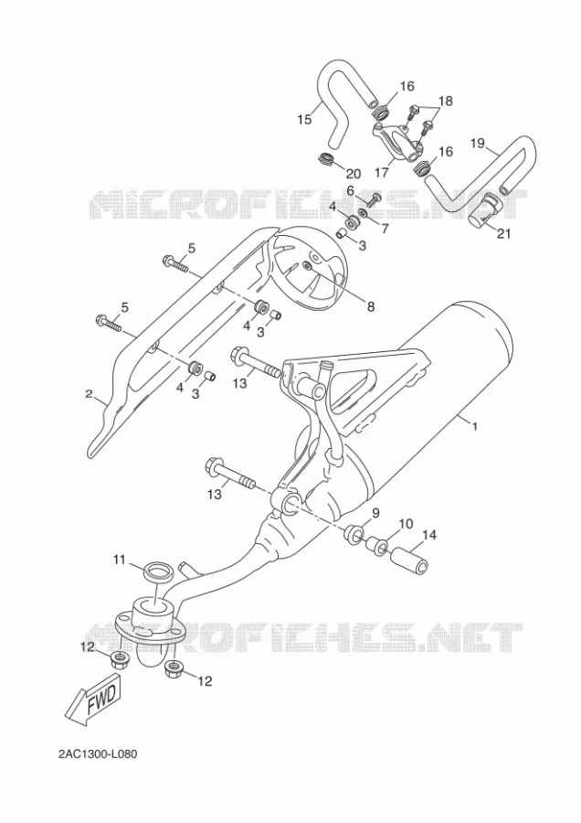 ECHAPPEMENT Yamaha SCOOTER 50 2012 OVETTO 4T UBS  YN50FU