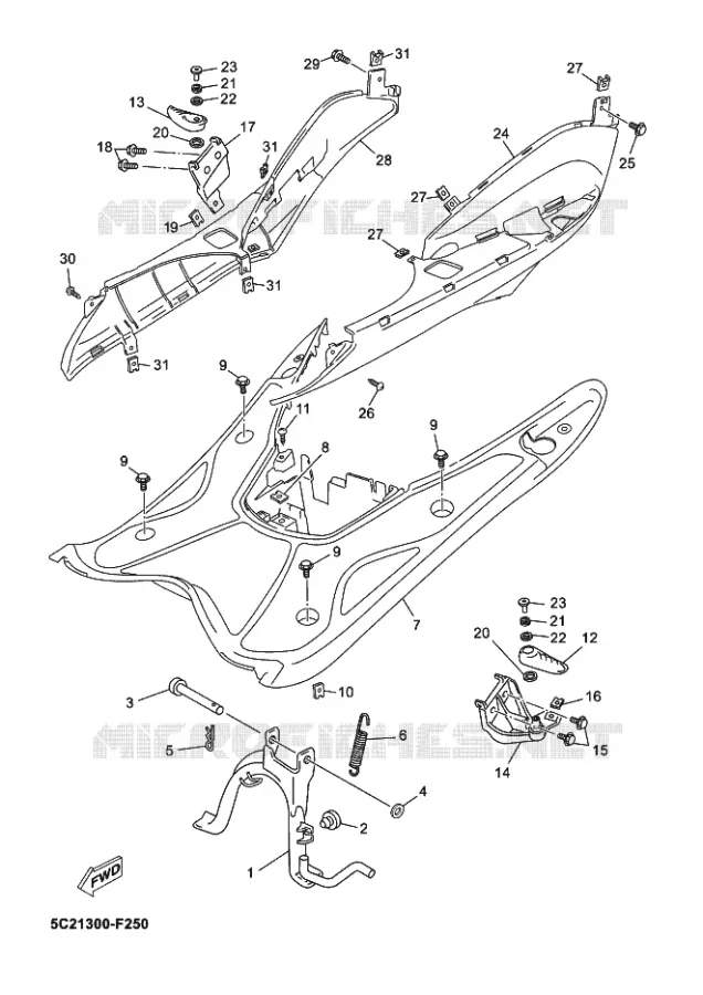 SUPPORT / REPOSE PIEDS Yamaha SCOOTER 50 2012 NEOS  YN50