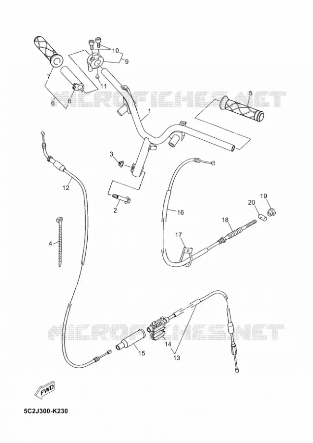 GUIDON ET CABLES Yamaha SCOOTER 50 2013 NEOS  YN50