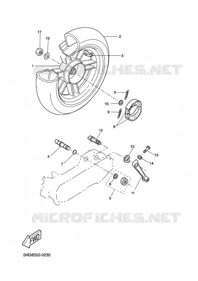 ROUE ARRIERE Yamaha SCOOTER 50 2005 ROCKET  CW50RSP