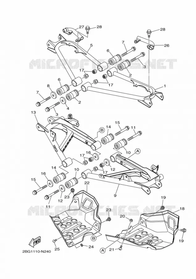 BRAS ARRIERE Yamaha QUAD 700 2014 GRIZZLY  YFM700FWADYFM700PHE
