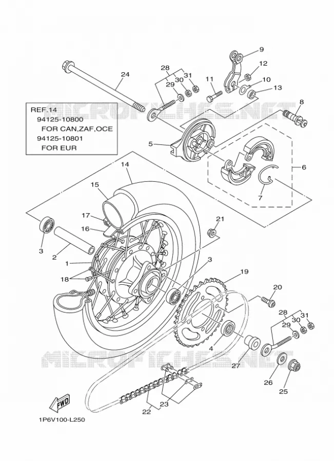 ROUE ARRIERE Yamaha MOTO 50 2017 TTR  TT-R50EH